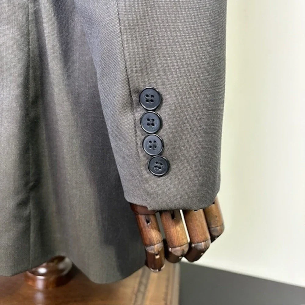 Oscar de‎ la Renta Profile Men's Charcoal brown Wool Silk Suit Jacket Blazer 42L
